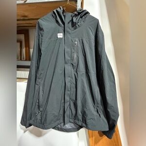 #3390-Men's Black Hooded Rain Jacket - Waterproof Shell